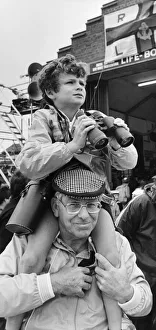 Eight year old Paul Adams on the shoulders of his uncle Reg Birtall at the Hoylake Eight year old Paul Adams on the shoulders of his uncle Reg Birtall at the Hoylake
