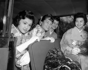 Young Japanese debs arriving at Buckingham Palace for the last debs to be presented to Young Japanese debs arriving at Buckingham Palace for the last debs to be presented to