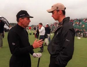 The young and the old 16 year old qualifier Zane Scotland with veteran Gary Player The young and the old 16 year old qualifier Zane Scotland with veteran Gary Player