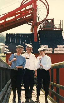 Some young people dressed as miners at Beamish Museum Some young people dressed as miners at Beamish Museum