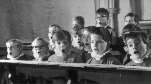 Young probationers at the Westminster Abbey School Choir sing a hymn during choir Young probationers at the Westminster Abbey School Choir sing a hymn during choir