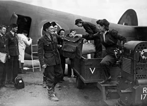 Young RAF air crews delivering a Liberator aircraft at Atlantic Terminal after flying Young RAF air crews delivering a Liberator aircraft at Atlantic Terminal after flying