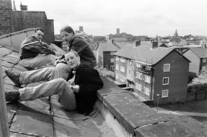 YTS Trainees in rooftop sit in at Everton Enterprises, Salisbury Street, Everton YTS Trainees in rooftop sit in at Everton Enterprises, Salisbury Street, Everton