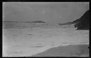 Looe Island in stormy seas from Plaidy beach Looe Island in stormy seas from Plaidy beach