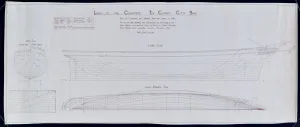 Cutty Sark Tea Clipper Line Plan Print (1/8 inch to 1 foot scale)