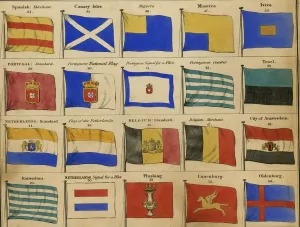 Maritime Prints: 1875 Maritime Flags Print: A Collection of Merchant and National Flags