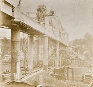 Photograph of Chepstow Bridge under construction, 1852 Photograph of Chepstow Bridge under construction, 1852
