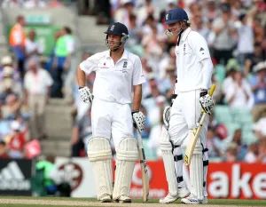 England V Australia Test Match Prints: Jonathan Trott & Stuart Broad