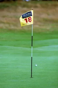 General View Of A Golf Course Prints: The 18th Flag