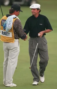 Mark McNulty and Caddy Print at the British Open 1995 St. Andrews