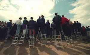 Spectators On Step Ladders Print, British Open 1995 St. Andrews Golf