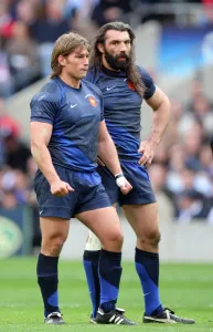 Six Nations Prints: Dimitri Szarzewski and Sebastien Chabal Print, Rugby Scene