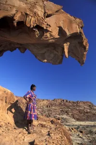 Namibia African Woman Print under Red Rock formations