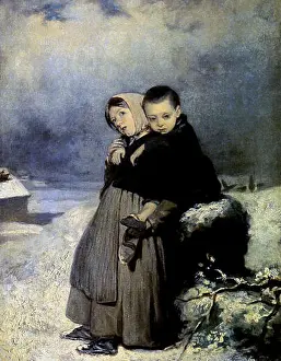 Orphan Children at a Cemetery Print