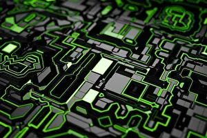 High Resolution 3D Circuit Board Print Background