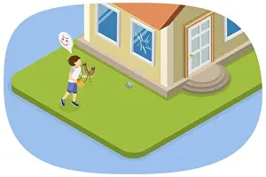 3D Isometric Flat Vector Illustration of Broken Window Print