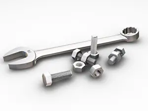 3D Render of Spanner, Nuts and Bolts Print