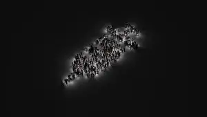 3D Rendering Crowd Print with Injection Symbol