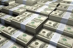 100 US Dollar Bills 3D Rendering Print