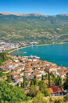 North Macedonia Collection: Aerial viev of Ohrid old town city, Macedonia