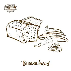 Banana Bread Print Vector Illustration