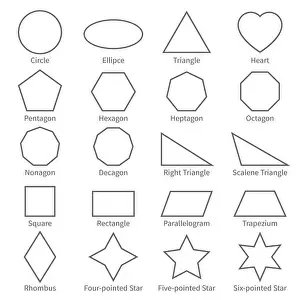 Basic Geometric Outline Flat Shapes Print for Kids