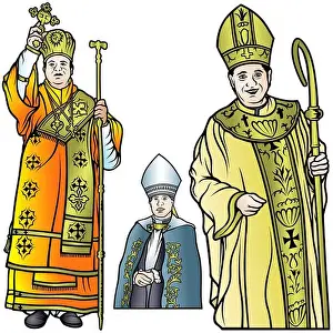 Bishop Set Colored Illustrations Print