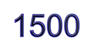 Blue 1500 Number 3D Effect Print on White Background