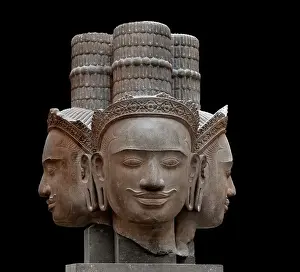 Brahma Hindu God Sandstone Print, 10th Century Khmer Style