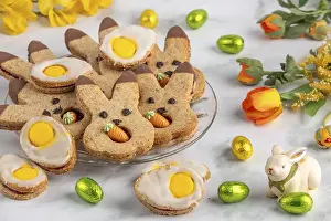 Easter-themed Print of Decorated Biscuits and Flowers