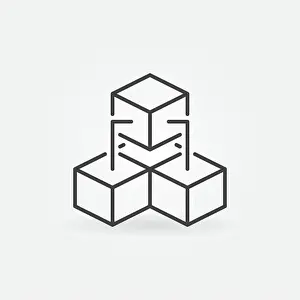 Framed Print : Blockchain Technology Print - Three Connected Blocks Icon