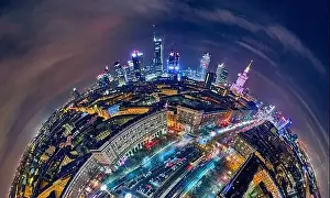 Constitution Square (PL) Print - Nighttime Warsaw Skyline