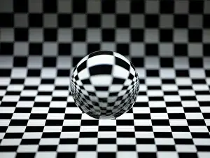 Crystal Ball Print on Checked Background