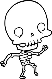 Dancing Skeleton Line Art Print