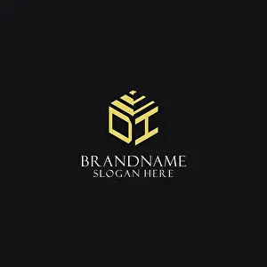 DI Initial Monogram Hexagon Logo Print Design