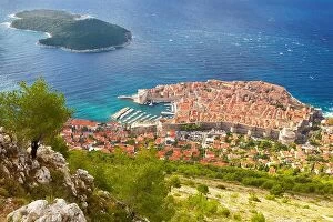 Croatia Collection: Dubrovnik - elevated view of the Old Town from Srd Hill, Croatia