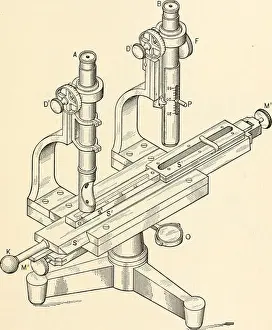 A print of a Zeiss Traversing Microscope or Comparator