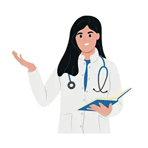 Happy Female Doctor Explaining Medical Concept Print