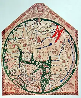 Hereford Mappa Mundi Print circa 1280