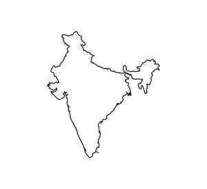 India Map Print on White Background
