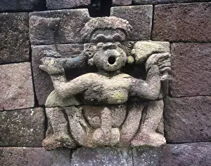 Central Java Print: 15th Century Stone Sculpture at Candi Sukuh Temple