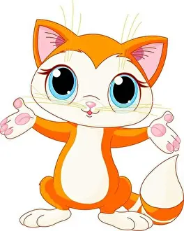 Kitten Raising Hands Print
