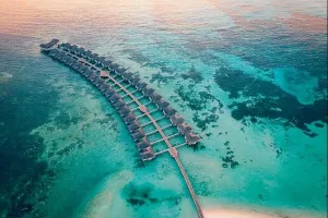 Drone Photo Wooden Water Villas Print