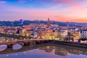Florence Print: Arno River Twilight Landscape