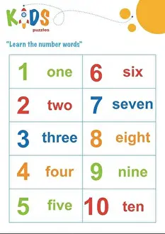 Learning Numbers Print Worksheet for Kids