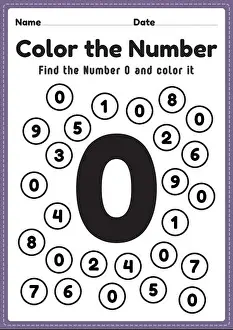 Printable Math Coloring & Counting Number 0 Worksheet for Kindergarten