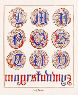 Medieval Alphabet Initials Print