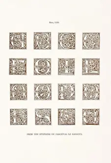 Medieval Alphabet Initials Print