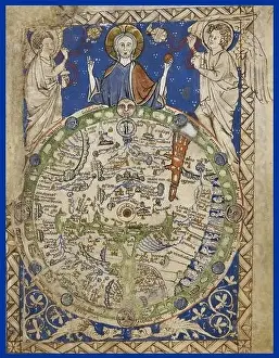 Medieval World Map Print circa 1450