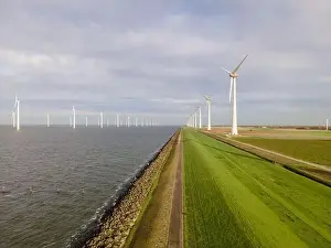 Offshore Windmill Park Print - Flevoland Netherlands
